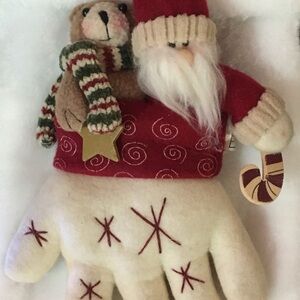 Festive Santa and Bear Holiday Decoration